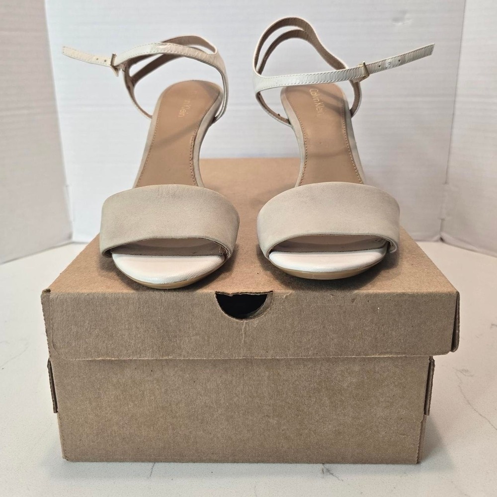 Calvin Klein Nadina Sandals kid skin cocoon soft white -‎  9.5 US